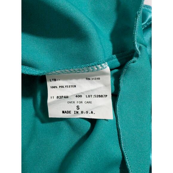 A.Byer Teal Blue Shimmer Halter Top Knee Length Semi Formal Dress Small - Picture 6 of 6